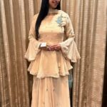 BEIGH GHAGRA WITH PEPLOM TOP AND DUPATTA
