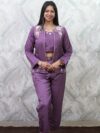 Purple Inner Jacket Palazzo Set for Women | Embroidered Ethnic Co-ord Outfit