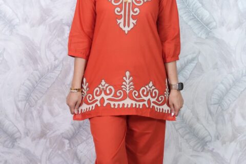 Orange Embroidered Co-Ord Set