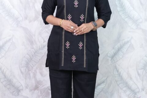 Black Embroidered Co-Ord Set
