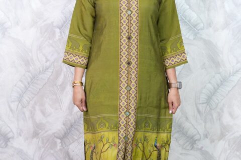 Olive Green Printed Kurta Palazzo Set