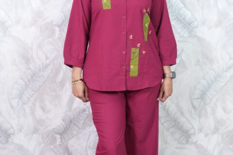Wine Cotton Co-Ord Set
