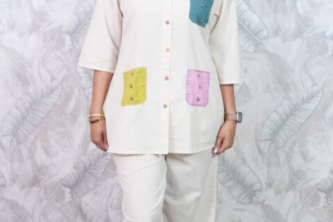 Off White Shirt & Palazzo Co-Ord Set
