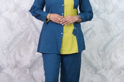 Blue & Lime Green Co-Ord Set | Western Wear
