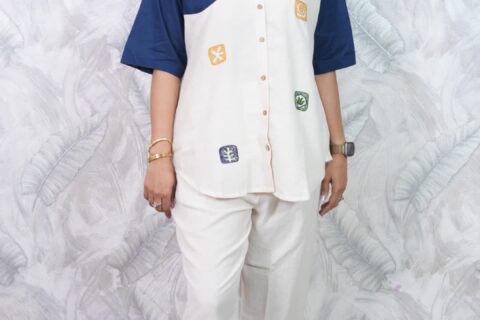 Navy Blue & White Western Wear