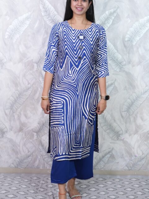 Blue Printed Kurta Set