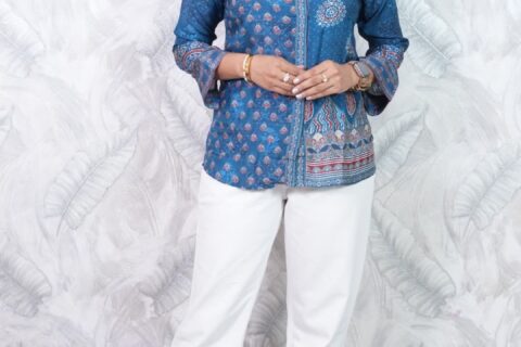 Blue Printed Women's Casual Shirt