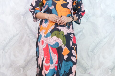 Printed Deer Floral Kurta Set