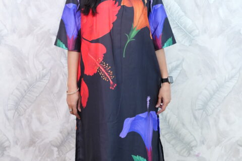 Black Floral Printed Kurta Set