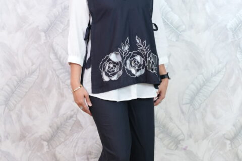 Black Floral Layered Western Set