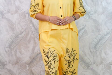 Yellow Floral Western Set