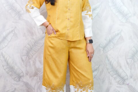 Mustard Floral Western Set