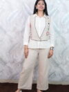 Beige Embroidered Western Set
