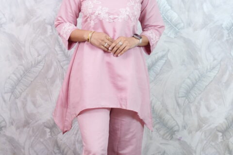 Pink Embroidered Western Set