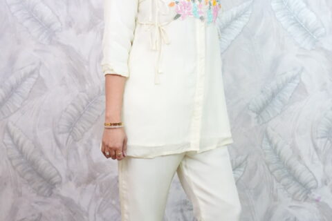 Ivory Floral Embroidered Co-Ord Set