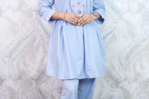 Sky Blue Embroidered Co-Ord Set