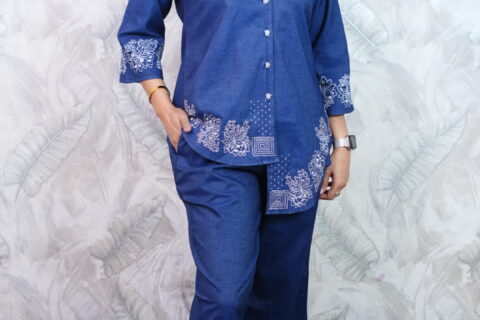 Blue Embroidered Co-ord Set