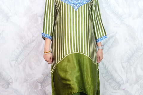 Olive Green Printed Kurta Set