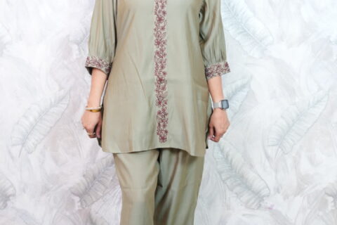 Olive Embroidered Co-Ord Set
