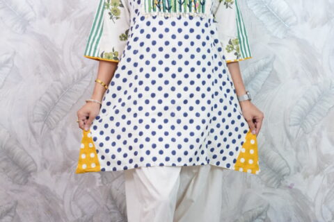 Blue Polka Dot Floral Co-Ord Set