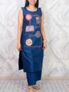 Women’s Navy Blue Embroidered Kurta Pant Set | Stylish Sleeveless Kurta