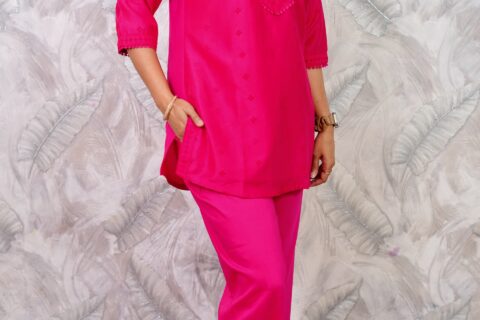 Pink Embroidered Co-Ord Set for Women