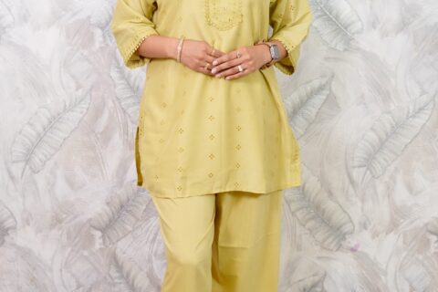 Yellow Embroidered Co-Ord Set for Women