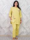 Mustard Yellow Embroidered Co-Ord Set for Women