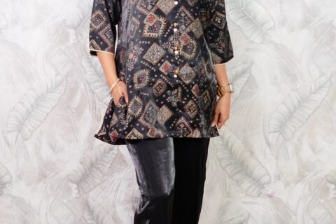 Black Printed Co-Ord Set for Women
