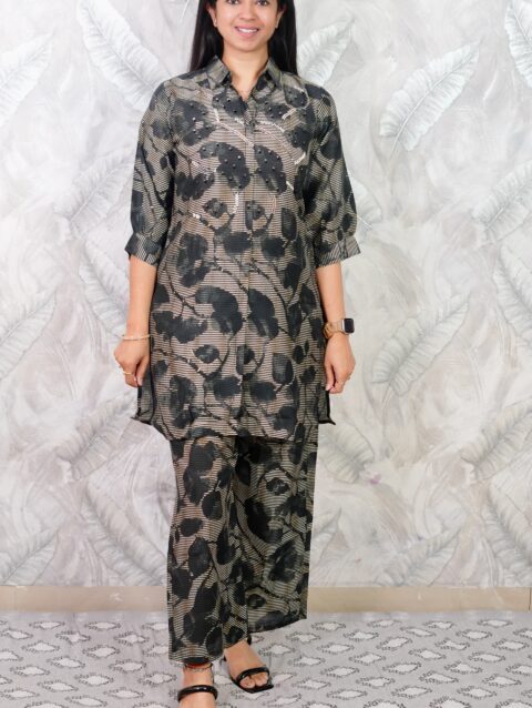 Black Printed Co-Ord Set for Women