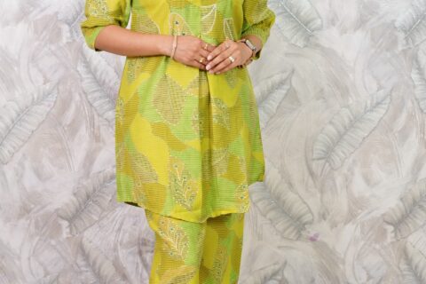 Green & Yellow Printed Co-Ord Set for Women