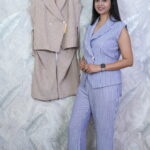 Women's Premium Striped Co-Ord Set | Sleeveless Blazer & Straight Pant | Smart Casual, Office & Party Wear
