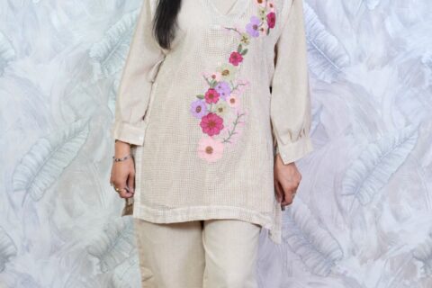 Floral Embroidered Linen Co-Ord Set