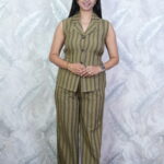 Premium Striped Co-Ord Set | Sleeveless Blazer Top & Straight Pant | Smart Casual, Office & Travel Wear