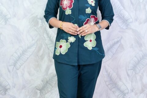 Teal Floral Embroidered Co-ord Set