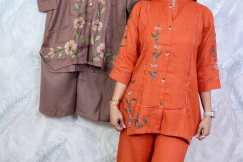 Rust/Brown Embroidered Co-ord Set