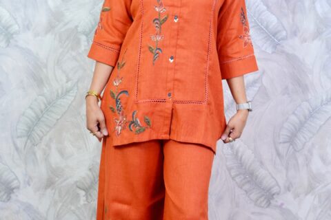 Rust Embroidered Co-ord Set