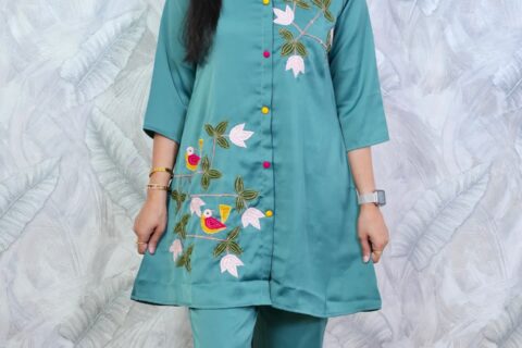 Teal Embroidered Co-ord Set
