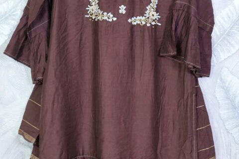 Brown Embellished Kurta Set
