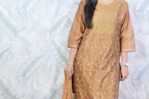 Golden Embroidered Festive Suit