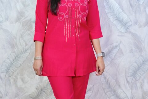 Fuchsia Embroidered Co-ord Set