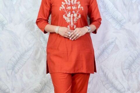 Rust Embroidered Co-ord Set