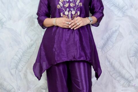 Royal Purple Embroidered Co-ord Set