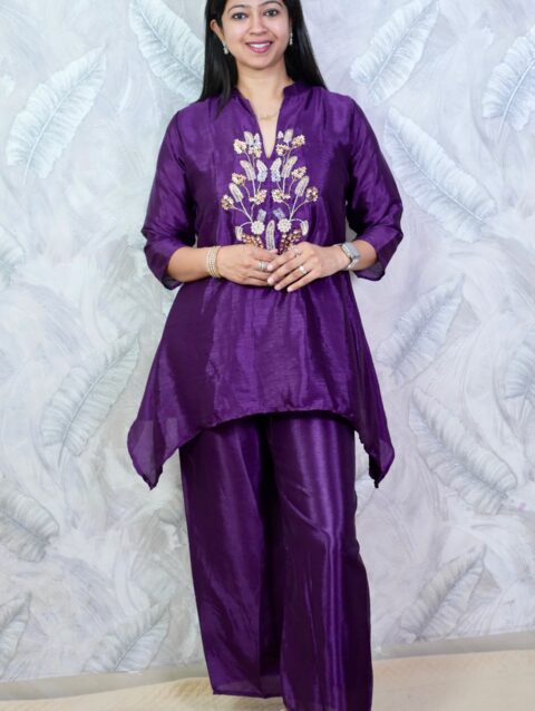 Royal Purple Embroidered Co-ord Set