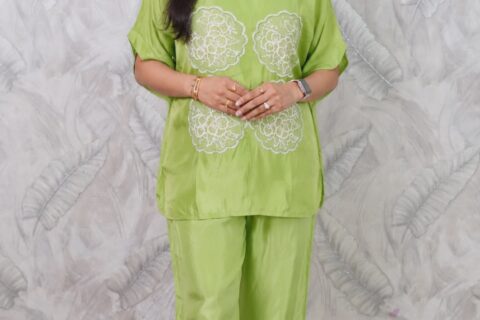 Women’s Green Embroidered Co-Ord Set