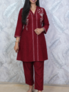 Maroon Embroidered Co-ord Set