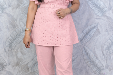 Pink Eyelet Embroidered Co-ord Set