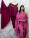 MAROON/GAJARI PONCHU PATTERN