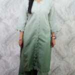 OMBRÉ GREEN KURTA SET WITH PEARL