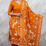 ORANGE FULL SUIT WITH WHITE BEADS